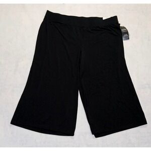 Catherines Pants 2X 22 Capri Dress Any Wear Black Wide Leg Pull On NEW Travel